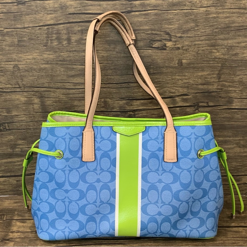 EUC Coach Tote Bag, green and blue